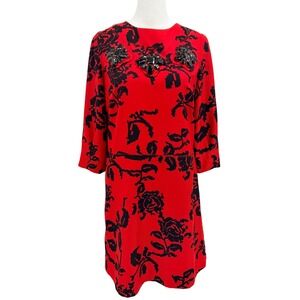 Karta‎ Shift Dress Red Black S Jeweled Dark Romantic Pixelated Maximalist
